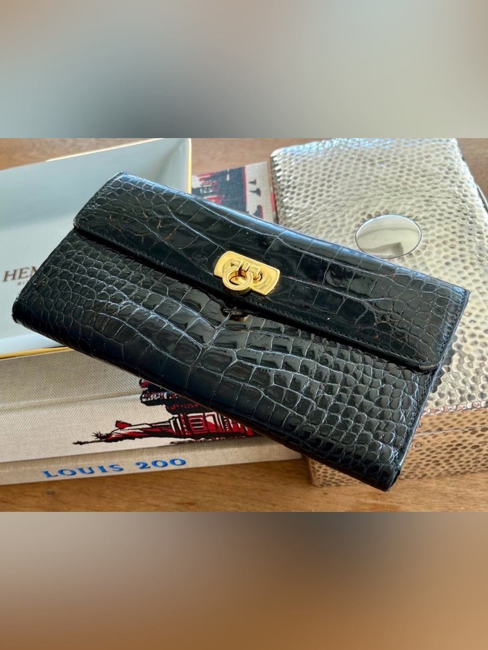 Closet Clear Out! Salvatore Ferragamo Black Genuine Crocodile Leather Wallet